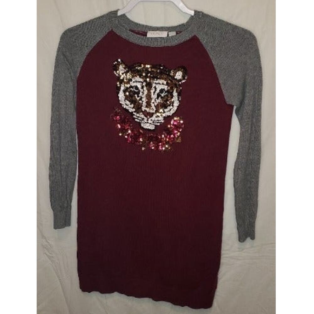 The Children’s Place Girls Tiger Sequin Long Sleeve Sweater Dress Size XL (14)